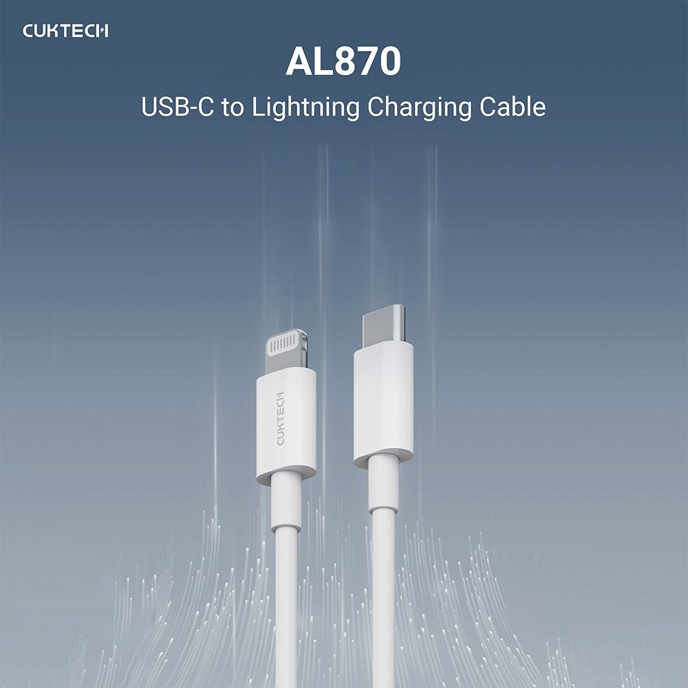สายชาร์จ CUKTECH รุ่น AL870  USB-C to Lightning  สีขาว 1 เมตร รองรับมาตรฐาน MFI